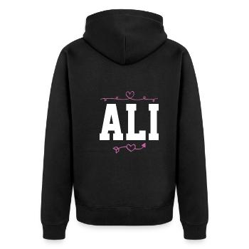 Ali - Unisex Premium Bio Zip Hoodie - Schwarz - Hinten - Nico (187cm)