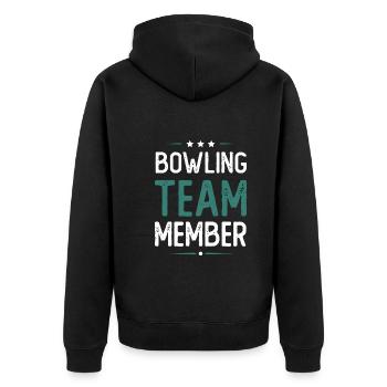 Bowling Team - Unisex Premium Bio Zip Hoodie - Schwarz - Hinten - Nico (187cm)