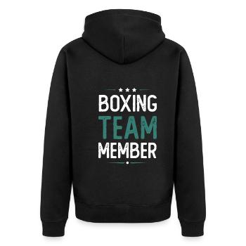 Boxing Team - Unisex Premium Organic Zip Hoodie - black - Back - Nico (187cm)