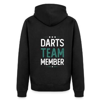 Darts Team - Unisex Premium Bio Zip Hoodie - Schwarz - Hinten - Nico (187cm)