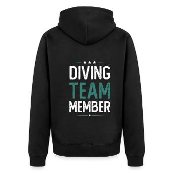 Diving Team - Unisex Premium Organic Zip Hoodie - black - Back - Nico (187cm)