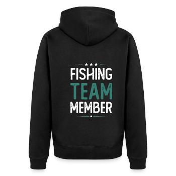 Fishing Team - Unisex Premium Organic Zip Hoodie - black - Back - Nico (187cm)