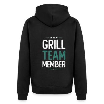 Grill Team - Unisex Premium Bio Zip Hoodie - Schwarz - Hinten - Nico (187cm)