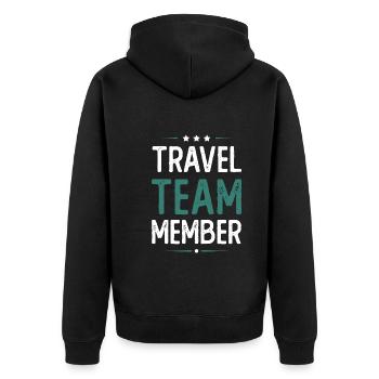 Travel Team - Unisex Premium Bio Zip Hoodie - Schwarz - Hinten - Nico (187cm)