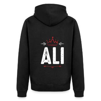 Ali - Unisex Premium Bio Zip Hoodie - Schwarz - Hinten - Nico (187cm)