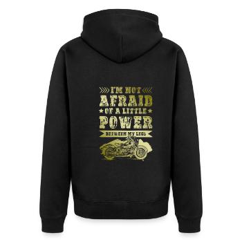 Motorrad Power - Unisex Premium Bio Zip Hoodie - Schwarz - Hinten - Nico (187cm)