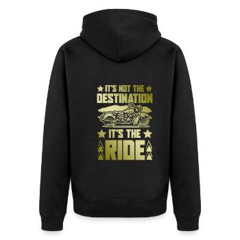 Motorrad Ziel - Unisex Premium Bio Zip Hoodie - Schwarz - Hinten - Nico (187cm)