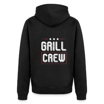 Grill Crew - Unisex Premium Bio Zip Hoodie - Schwarz - Hinten - Nico (187cm)