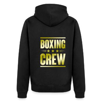 Boxing Crew - Unisex Premium Organic Zip Hoodie - black - Back - Nico (187cm)