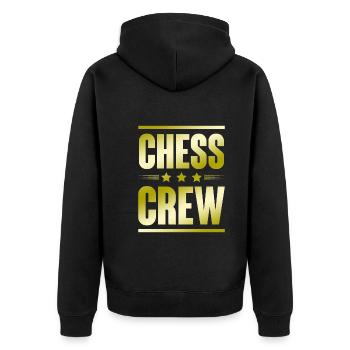 Chess Crew - Unisex Premium Bio Zip Hoodie - Schwarz - Hinten - Nico (187cm)