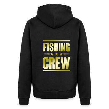 Fishing Crew - Unisex Premium Bio Zip Hoodie - Schwarz - Hinten - Nico (187cm)