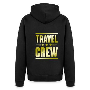 Travel Crew - Unisex Premium Bio Zip Hoodie - Schwarz - Hinten - Nico (187cm)