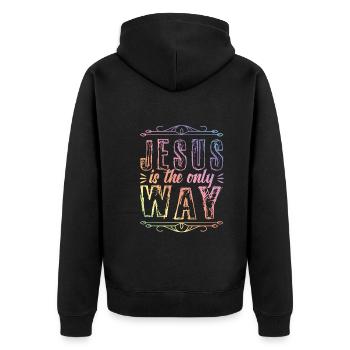 Jesus is the Way - Unisex Premium Organic Zip Hoodie - black - Back - Nico (187cm)