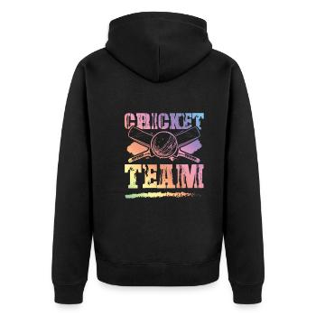 Cricket Team - Unisex Premium Bio Zip Hoodie - Schwarz - Hinten - Nico (187cm)