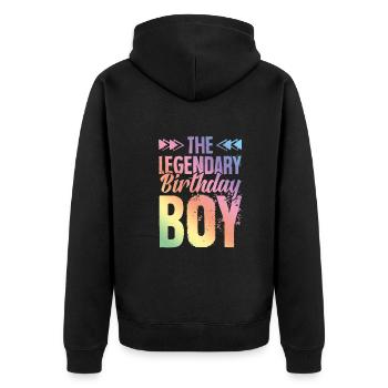 Legendary Birthday Boy - Unisex Premium Bio Zip Hoodie - Schwarz - Hinten - Nico (187cm)