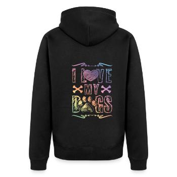 J’aime mes chiens - Veste à capuche bio Premium Unisexe - noir - Dos - Nico (187cm)