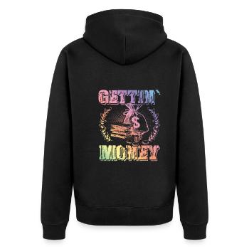 getting money - Unisex Premium Organic Zip Hoodie - black - Back - Nico (187cm)