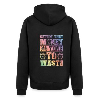 getting money - Unisex Premium Organic Zip Hoodie - black - Back - Nico (187cm)