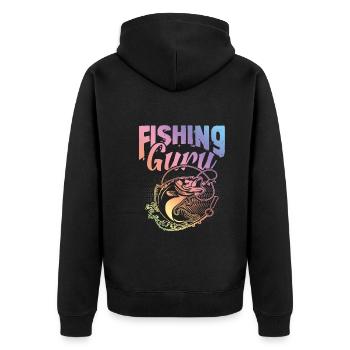 Gourou de la pêche - Veste à capuche bio Premium Unisexe - noir - Dos - Nico (187cm)