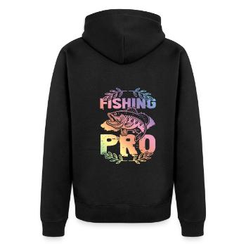 Fishing Pro - Unisex Premium Bio Zip Hoodie - Schwarz - Hinten - Nico (187cm)