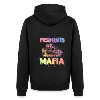 Fishing Mafia - Unisex Premium Bio Zip Hoodie - Schwarz - Hinten - Nico (187cm)