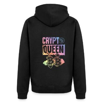 Crypto King - Unisex Premium Bio Zip Hoodie - Schwarz - Hinten - Nico (187cm)