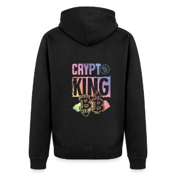 Crypto King - Unisex Premium Bio Zip Hoodie - Schwarz - Hinten - Nico (187cm)