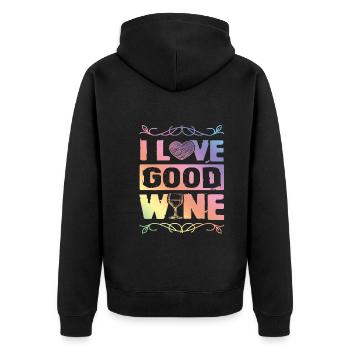 i love wine - Unisex Premium Organic Zip Hoodie - black - Back - Nico (187cm)
