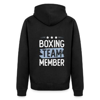 Boxing Team - Unisex Premium Bio Zip Hoodie - Schwarz - Hinten - Nico (187cm)