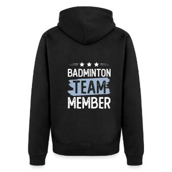 Badminton Team - Unisex Premium Bio Zip Hoodie - Schwarz - Hinten - Nico (187cm)
