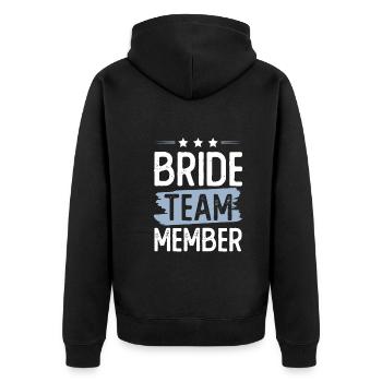 Bride Team - Unisex Premium Bio Zip Hoodie - Schwarz - Hinten - Nico (187cm)