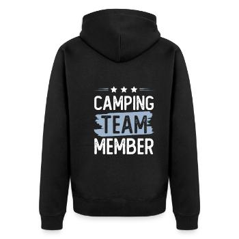 Camping Team - Unisex Premium Bio Zip Hoodie - Schwarz - Hinten - Nico (187cm)