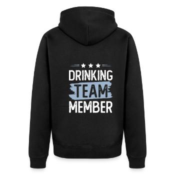 Drinking Team - Unisex Premium Bio Zip Hoodie - Schwarz - Hinten - Nico (187cm)