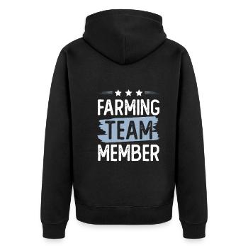 Farming Team - Unisex Premium Bio Zip Hoodie - Schwarz - Hinten - Nico (187cm)