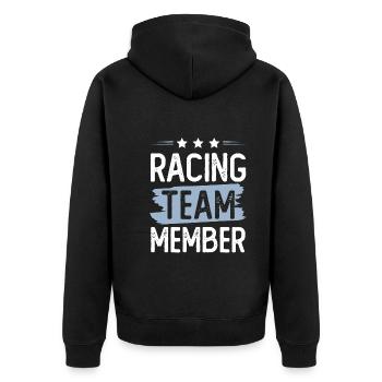 Racing Team - Unisex Premium Bio Zip Hoodie - Schwarz - Hinten - Nico (187cm)