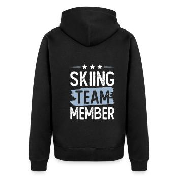 Skiing Team - Unisex Premium Bio Zip Hoodie - Schwarz - Hinten - Nico (187cm)