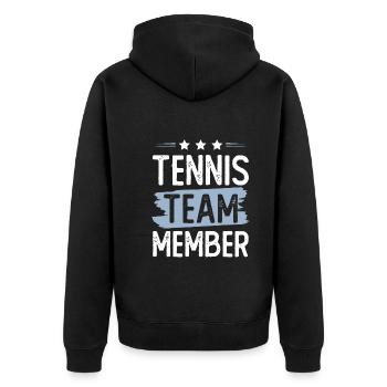 Tennis Team - Unisex Premium Bio Zip Hoodie - Schwarz - Hinten - Nico (187cm)