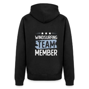 Windsurfing Team - Unisex Premium Bio Zip Hoodie - Schwarz - Hinten - Nico (187cm)