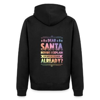 Christmas saying funny - Unisex Premium Organic Zip Hoodie - black - Back - Nico (187cm)
