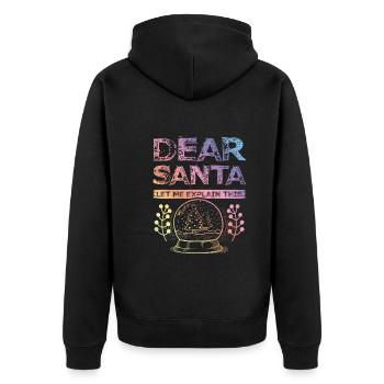 Dear Santa - Unisex Premium Organic Zip Hoodie - black - Back - Nico (187cm)