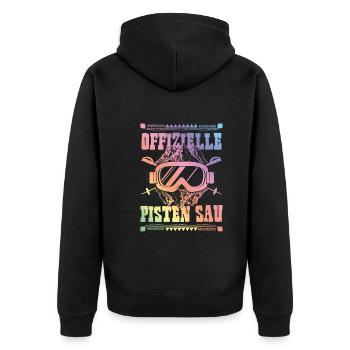 Ofizielle Pisten Sau - Unisex Premium Bio Zip Hoodie - Schwarz - Hinten - Nico (187cm)