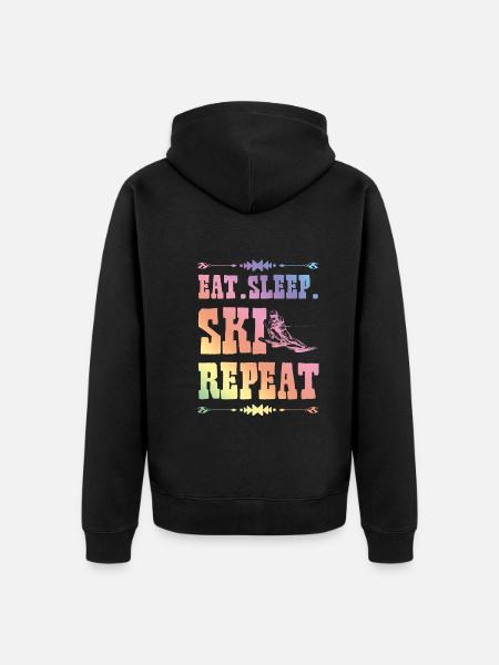 Eat Sleep Ski Repeat - Unisex Premium Organic Zip Hoodie - black