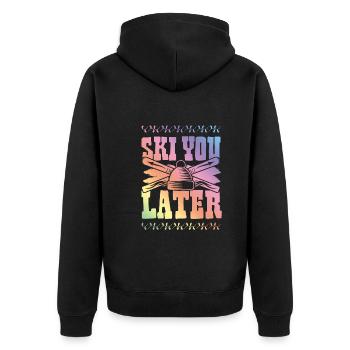 Ski Skiing - Unisex Premium Organic Zip Hoodie - black - Back - Nico (187cm)