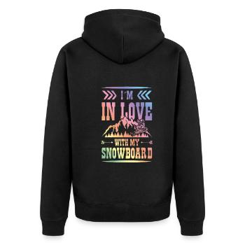 love Snowboarding - Unisex Premium Bio Zip Hoodie - Schwarz - Hinten - Nico (187cm)