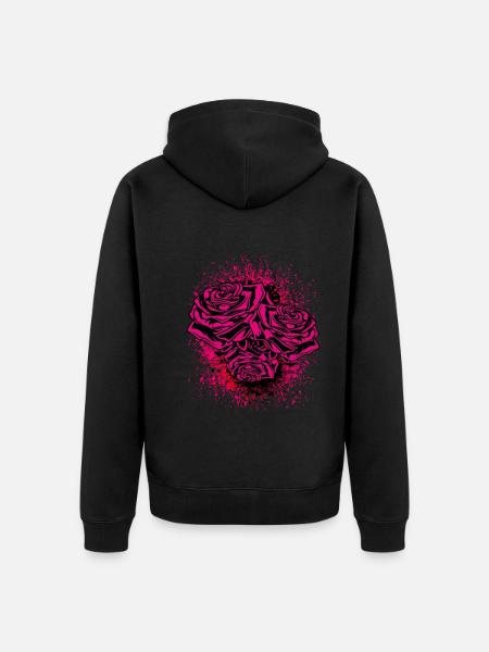 Rose Illustration - Unisex Premium Organic Zip Hoodie - black