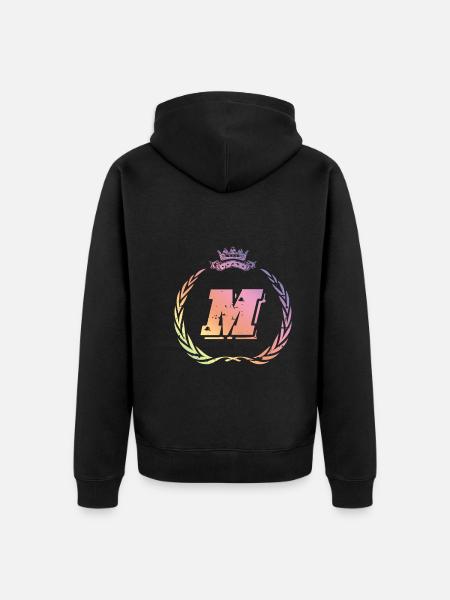 M Letter Wreath - Unisex Premium Organic Zip Hoodie - black