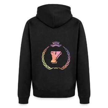 Y Buchstabe Kranz - Unisex Premium Bio Zip Hoodie - Schwarz - Hinten - Nico (187cm)