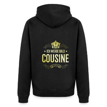 Ich werde Bald Cousine - Unisex Premium Bio Zip Hoodie - Schwarz - Hinten - Nico (187cm)
