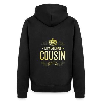 Ich werde Bald Cousin - Unisex Premium Bio Zip Hoodie - Schwarz - Hinten - Nico (187cm)