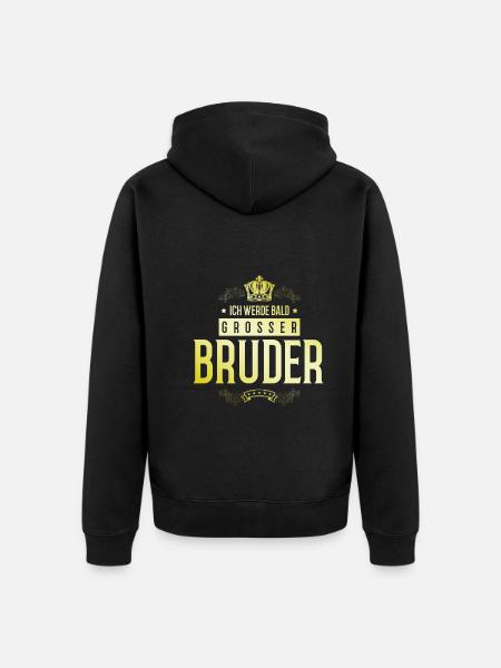 Ich werde Bald Bruder - Unisex Premium Bio Zip Hoodie - Schwarz